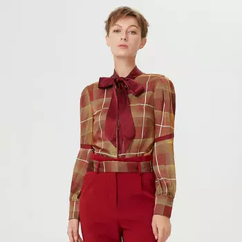 Рубашка ascot с завязками в клетку тартан Smart And Joy, бургундия