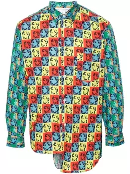 Рубашка асимметричного кроя с принтом Andy Warhol Comme Des Garons Shirt, синий