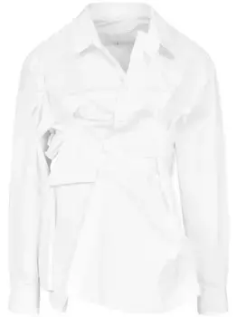 Рубашка асимметричного кроя со сборками MAISON MARGIELA, белый