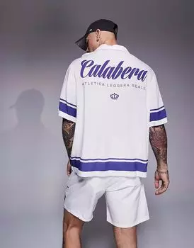 Рубашка ASOS DESIGN coord revere с текстовой графикой белого цвета
