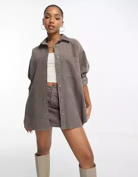 Рубашка Asos Design Cord Oversized, темно-серый