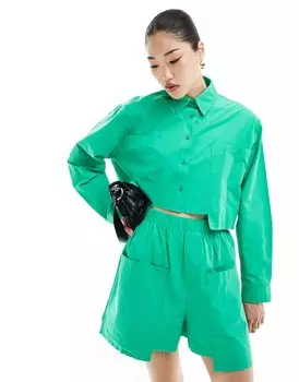 Рубашка Asos Design Drop Pocket, зеленый