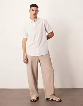 Рубашка ASOS DESIGN из льняной смеси белого цвета, классического кроя