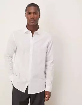 Рубашка ASOS DESIGN из льняной смеси, классического белого цвета