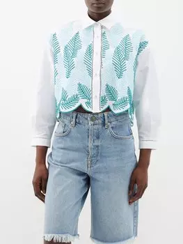 Рубашка assia из смесового хлопка с вышивкой в виде листьев Loretta Caponi, белый