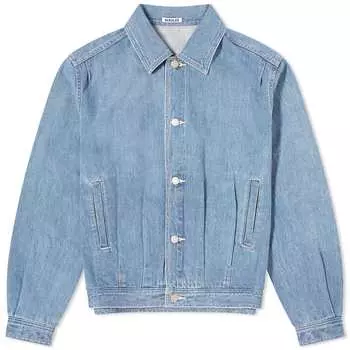 Рубашка Auralee Selvedge Faded Light Denim Shirt, цвет Light Indigo