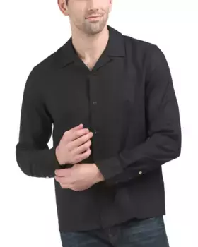 Рубашка Avery с длинными рукавами из креповой смеси шерсти Rag & Bone, черный