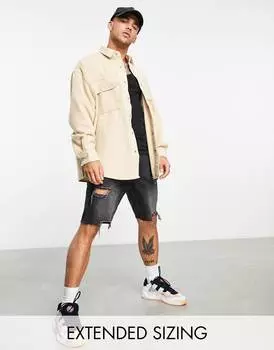 Рубашка экстремального размера из смешанной шерсти с камнем ASOS DESIGN