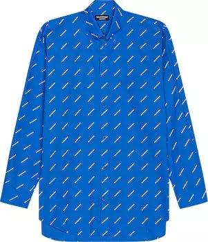 Рубашка Balenciaga Allover Logo Shirt 'Light Blue', синий