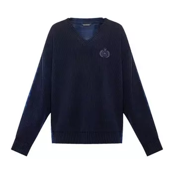 Рубашка Balenciaga Hybrid с V-образным вырезом, темно-синий/синий