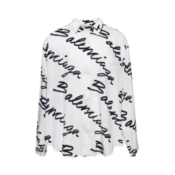 Рубашка Balenciaga Logo Long-Sleeve Shirt, белый