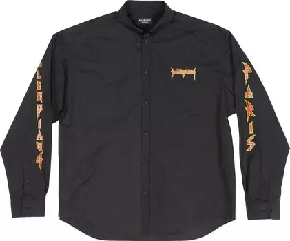 Рубашка Balenciaga Metal Logo Shirt 'Black', черный