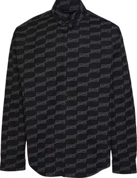 Рубашка Balenciaga Monogram Shirt 'Black/Grey', черный