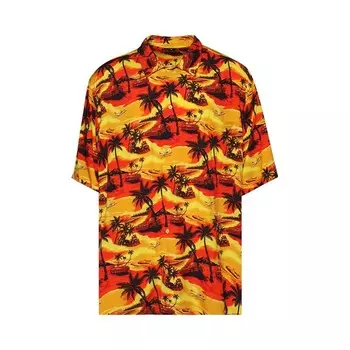 Рубашка Balenciaga Short-Sleeve Minimal Shirt, оранжевый