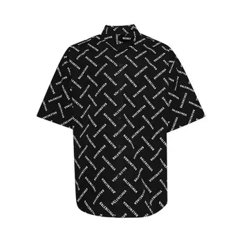 Рубашка Balenciaga Short-Sleeve Shirt, черный/белый