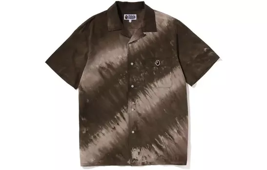 Рубашка BAPE Ape Head One Point Tie Dye A Bathing Ape, коричневый