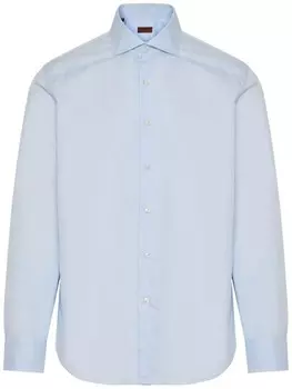 Рубашка Barba из хлопка с пуговицами, синий