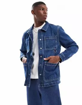 Рубашка Barbour Denim Grindle Overshirt цвета индиго