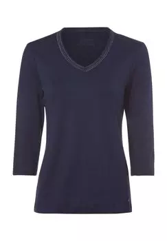 Рубашка базовая, V-образный вырез, однотонная, женская olsen, цвет Power Navy