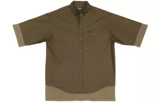 Рубашка BB Icon Layered с коротким рукавом, свободного кроя Balenciaga, темно-зеленый