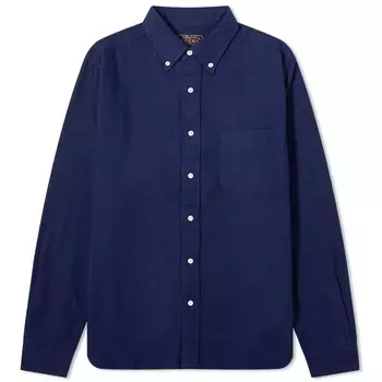 Рубашка Beams Plus Button Down Solid Flannel, темно-синий