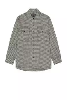 Рубашка Beams Plus Work Classic Fit Houndstooth, черный