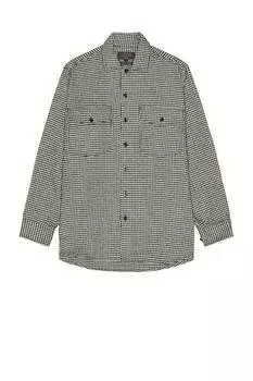 Рубашка Beams Plus Work Classic Fit Houndstooth, черный