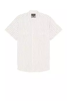 Рубашка Beams Plus Work Short Sleeve Stripe, белый