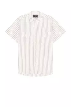 Рубашка Beams Plus Work Short Sleeve Stripe, белый