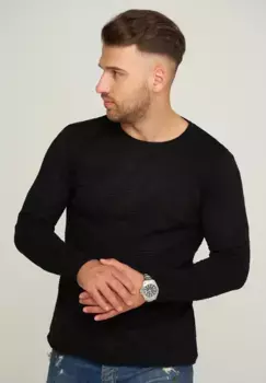 Рубашка behype с длинными рукавами "MKBASE90" с нежным узором, черный