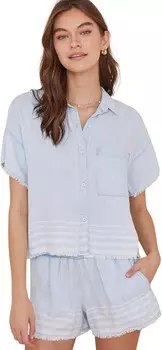 Рубашка bella dahl Short Sleeve Frayed Hem Button-Down, цвет Amalfi Stripe Wash