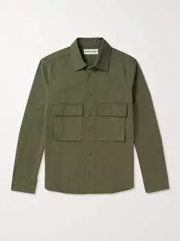 Рубашка Bellow из окрашенного в одежде органического хлопка и саржи Miles Leon, зеленый