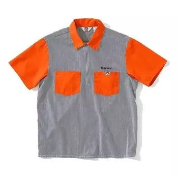 Рубашка ben davis half zip work shirt 'hickory stripe' Supreme, серый