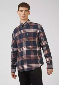 Рубашка Ben Sherman с длинными рукавами "Oversized Brushed Check", планка с пуговицами на 3 пальца, цвет Midnight