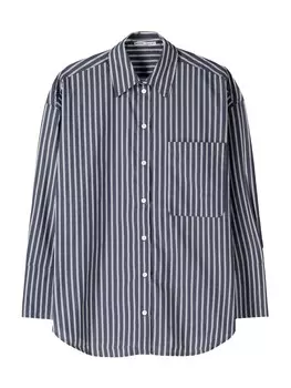 Рубашка Bershka Blouse, темно-синий