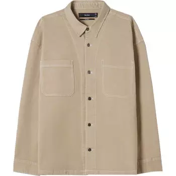 Рубашка Bershka Contrast Thread Cotton, бежевый