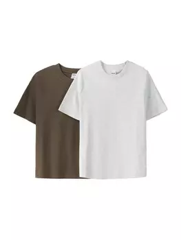 Рубашка Bershka, цвет Olive/White