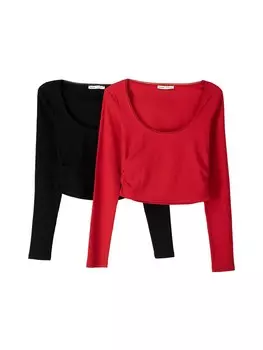 Рубашка Bershka, цвет Red/Black