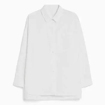Рубашка Bershka Long Sleeve Oversize Poplin, белый