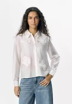 Рубашка BESTICKTE Object, слоновая кость