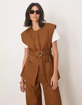 Рубашка без рукавов ASOS DESIGN бежевого цвета