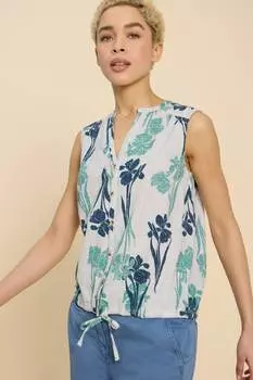 Рубашка без рукавов из джерси с набивным тюльпаном White Stuff, белый