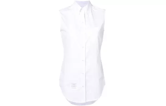 Рубашка без рукавов из плотной ткани с принтом «поплин» THOM BROWNE, белый