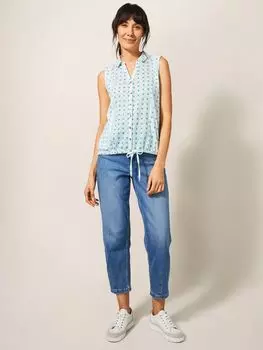 Рубашка без рукавов из струящегося травы White Stuff, бирюзовый принт