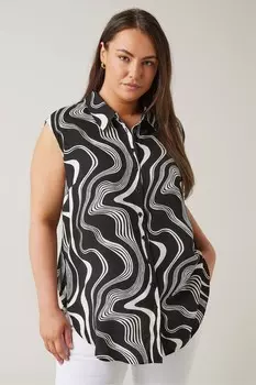 Рубашка без рукавов с абстрактным принтом Curve Evans, черный