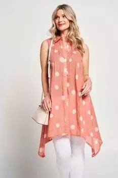 Рубашка без рукавов с воротником-стойкой Saloos, розовый