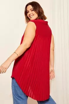 Рубашка без рукавов с застежкой на пуговицы и складками сзади Curves Like These, красный