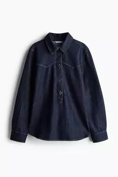 Рубашка без застежек из джинсовой ткани H&M, синий