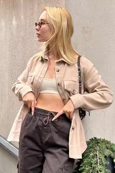 Рубашка - Бежевая - Классический крой Trend Alaat Stili, бежевый