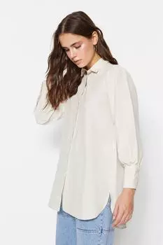 Рубашка - Бежевая - Классический крой Trendyol Modest, бежевый